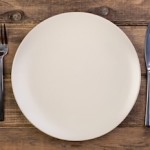 Empty plate on wooden background